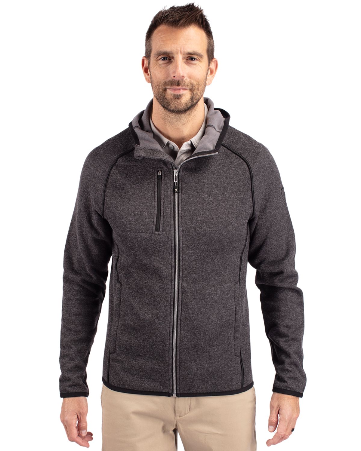 Cutter & Buck Mainsail Sweater-Knit Mens Full Zip Hooded Jacket - MCO00089