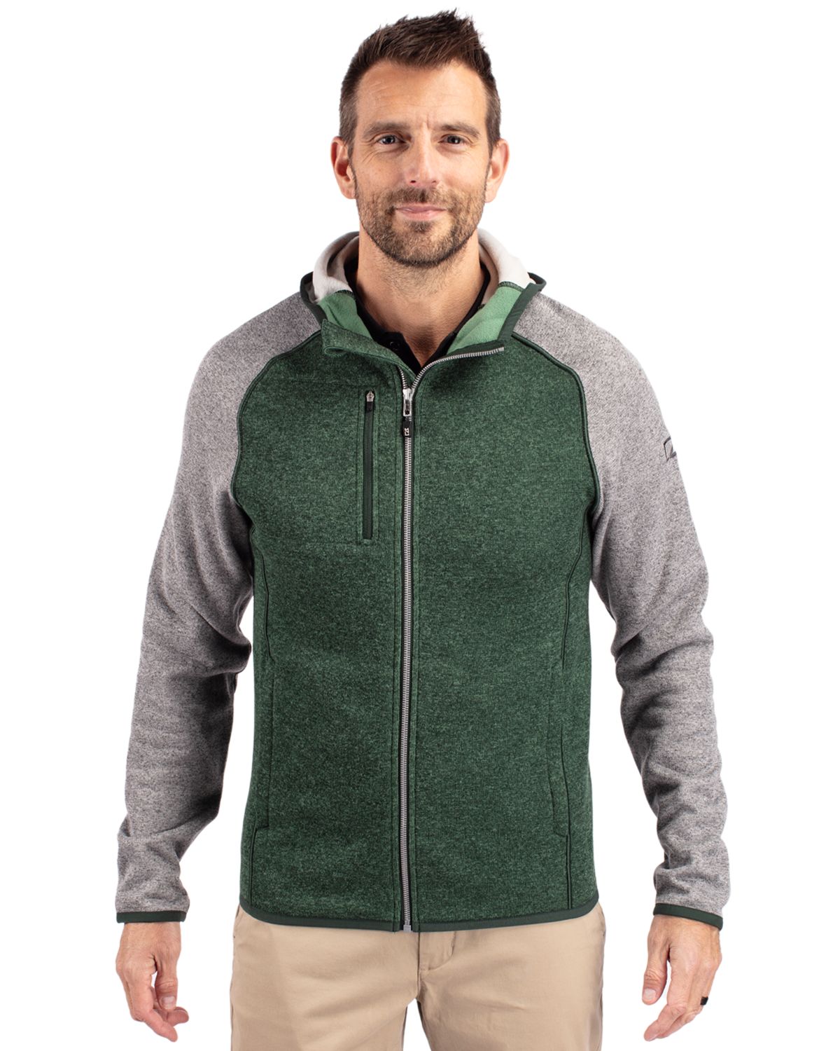Cutter & Buck Mainsail Sweater-Knit Mens Full Zip Hooded Jacket - MCO00089