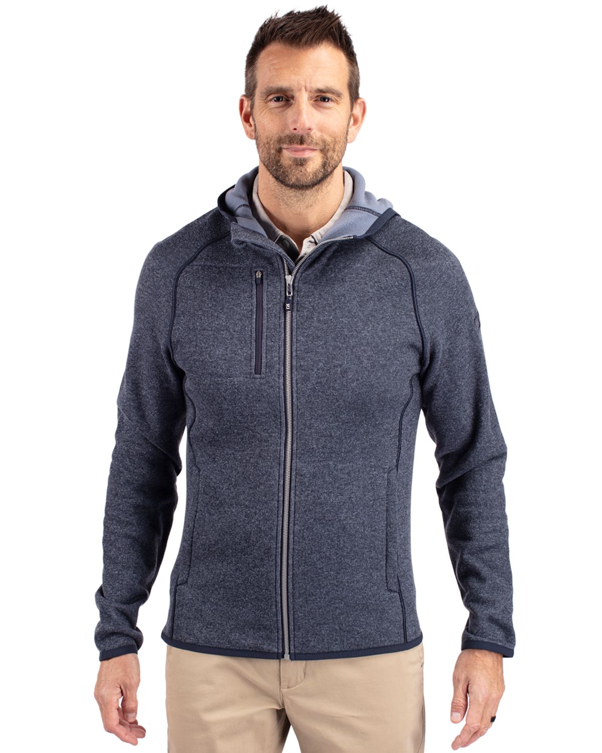 Cutter & Buck Mainsail Sweater-Knit Mens Full Zip Hooded Jacket - MCO00089