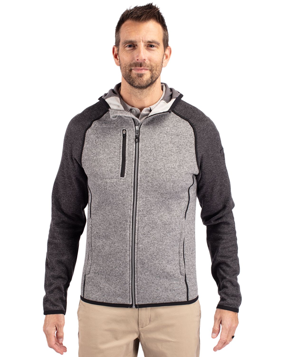 Cutter & Buck Mainsail Sweater-Knit Mens Full Zip Hooded Jacket - MCO00089