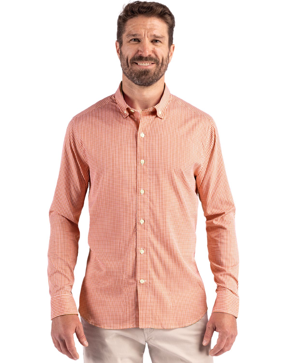 Cutter & Buck Skyline Recycled Gingham Mens Long Sleeve Button Down  Dress Shirt - MCW00236