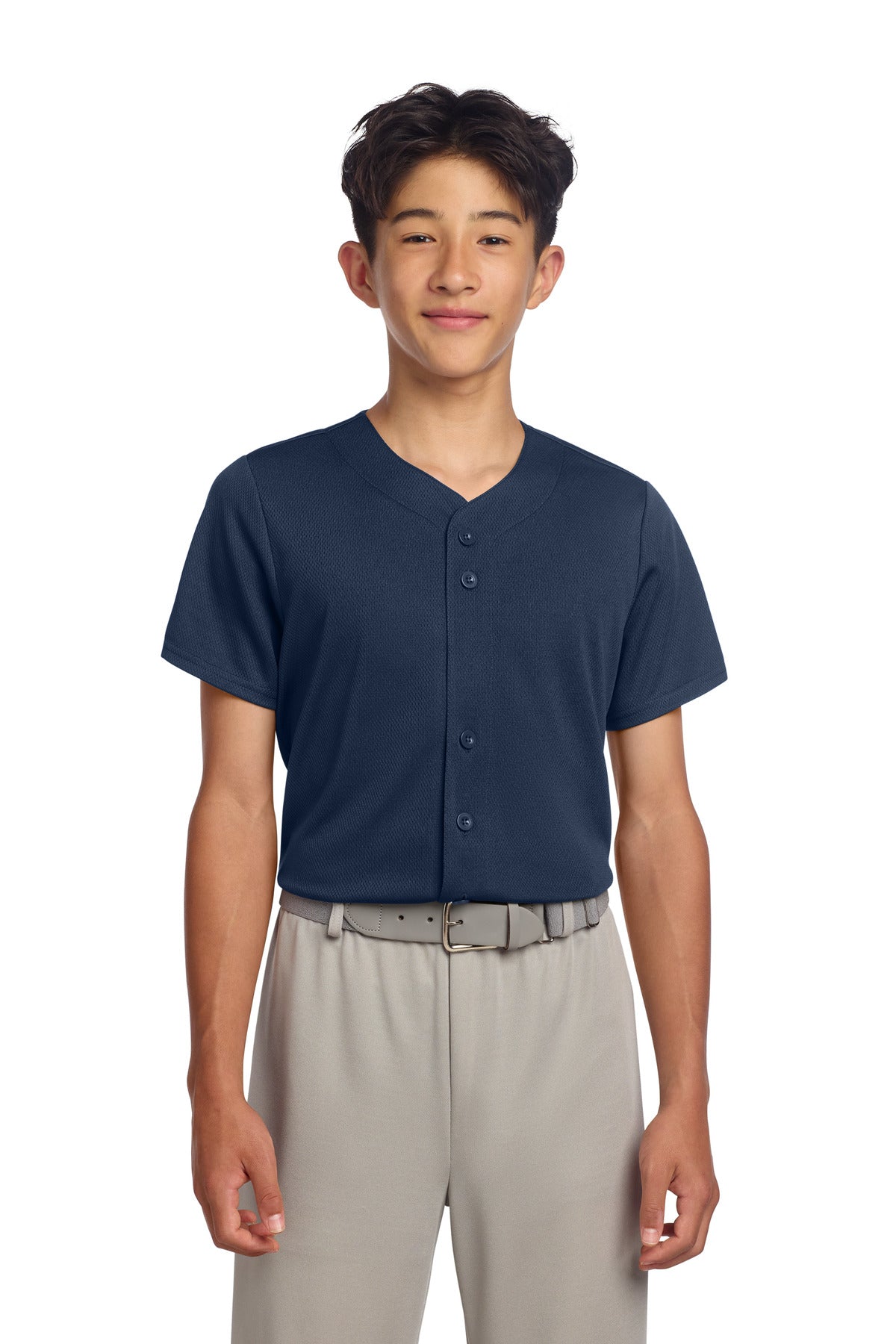 Sport-Tek ®  Youth PosiCharge ®  Tough Mesh Full-Button Jersey YST220