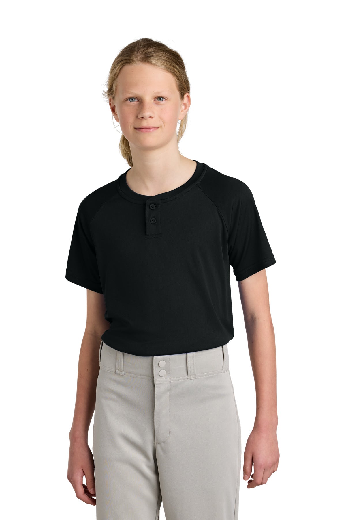 Sport-Tek ®  Youth PosiCharge ®  Competitor ™  2-Button Henley YST359