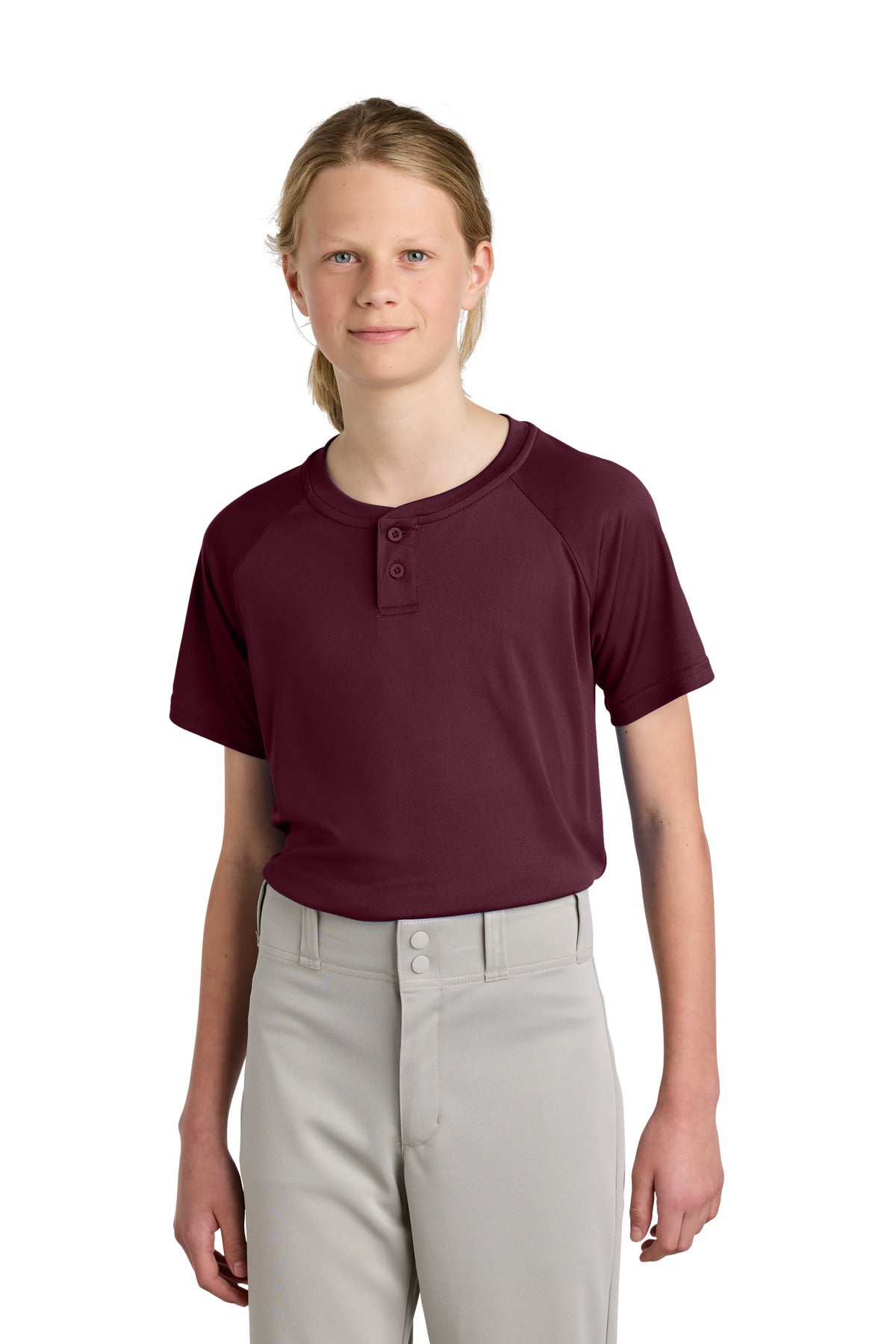 Sport-Tek ®  Youth PosiCharge ®  Competitor ™  2-Button Henley YST359