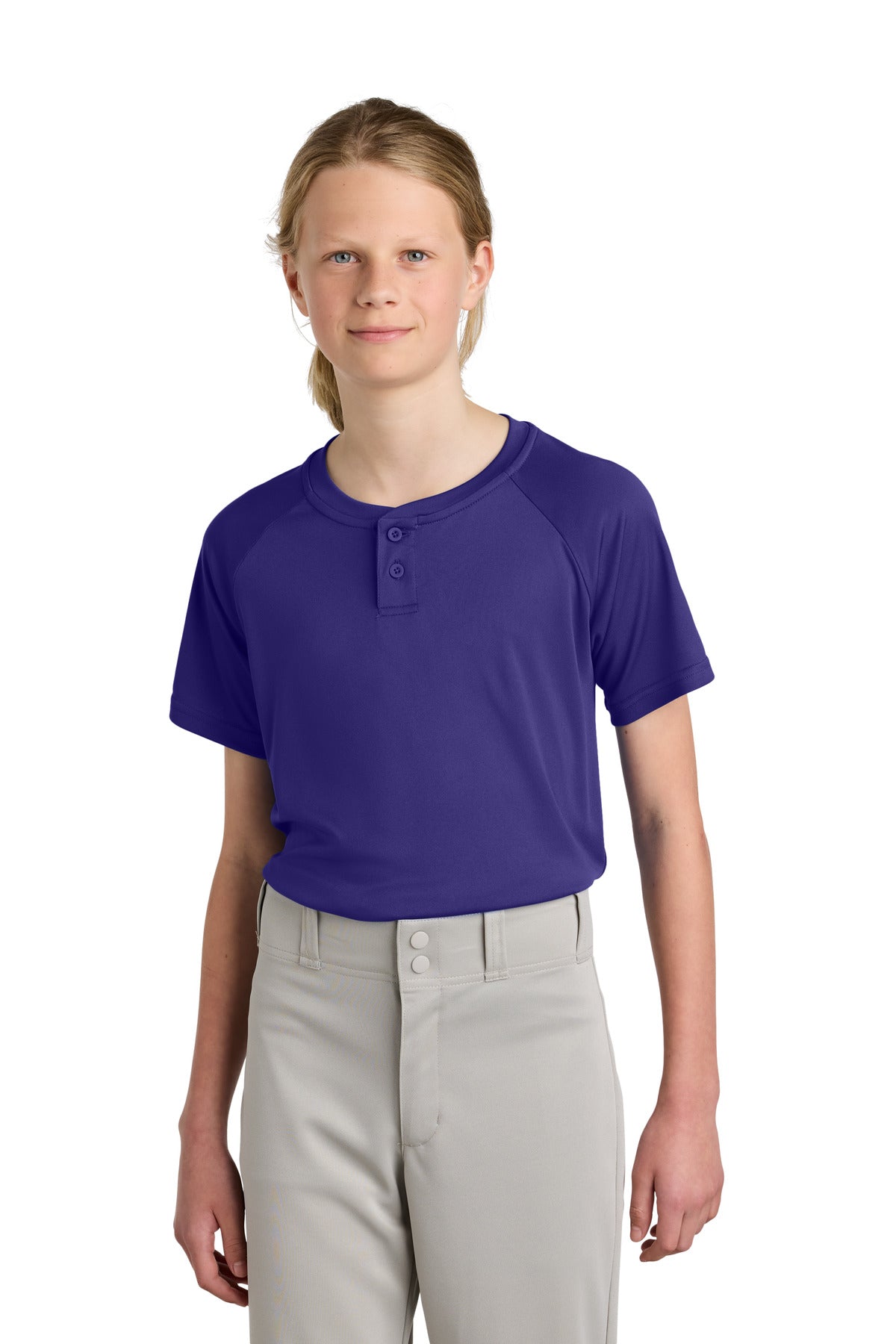 Sport-Tek ®  Youth PosiCharge ®  Competitor ™  2-Button Henley YST359