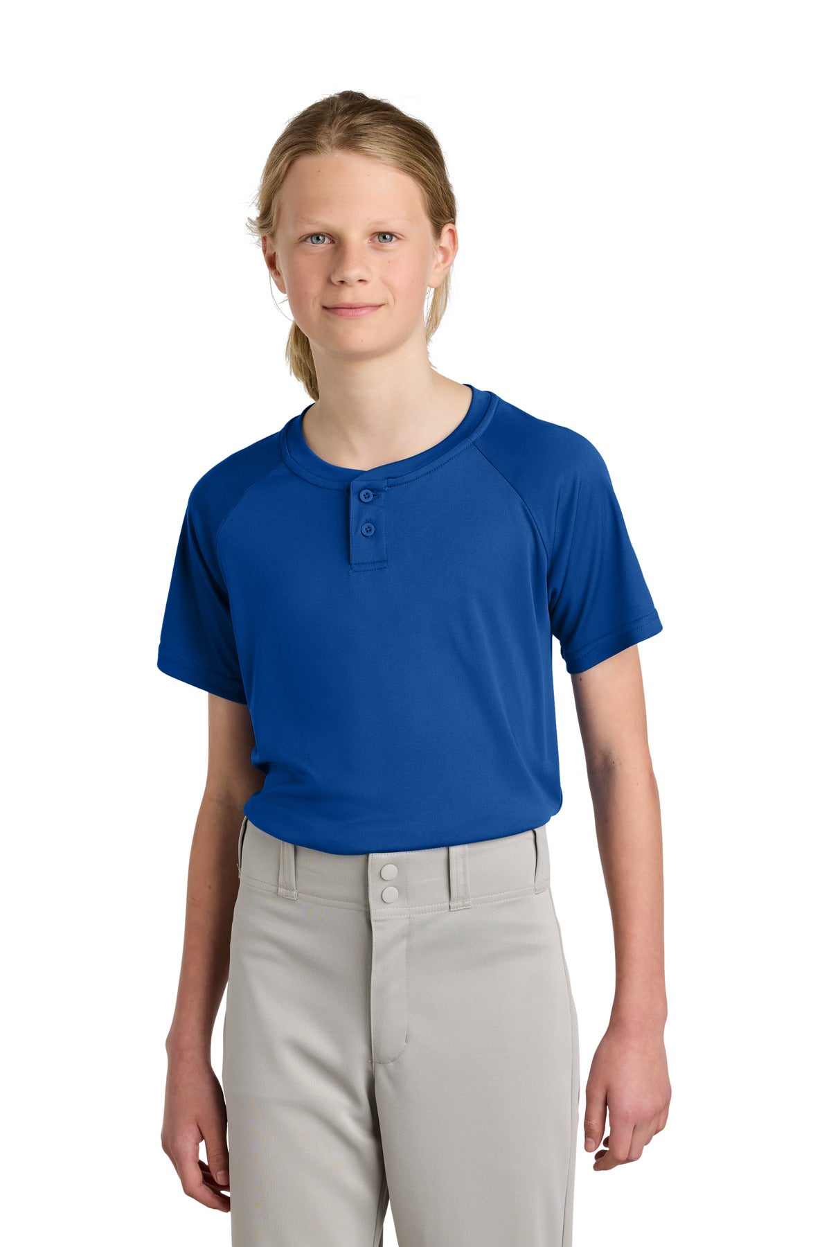 Sport-Tek ®  Youth PosiCharge ®  Competitor ™  2-Button Henley YST359